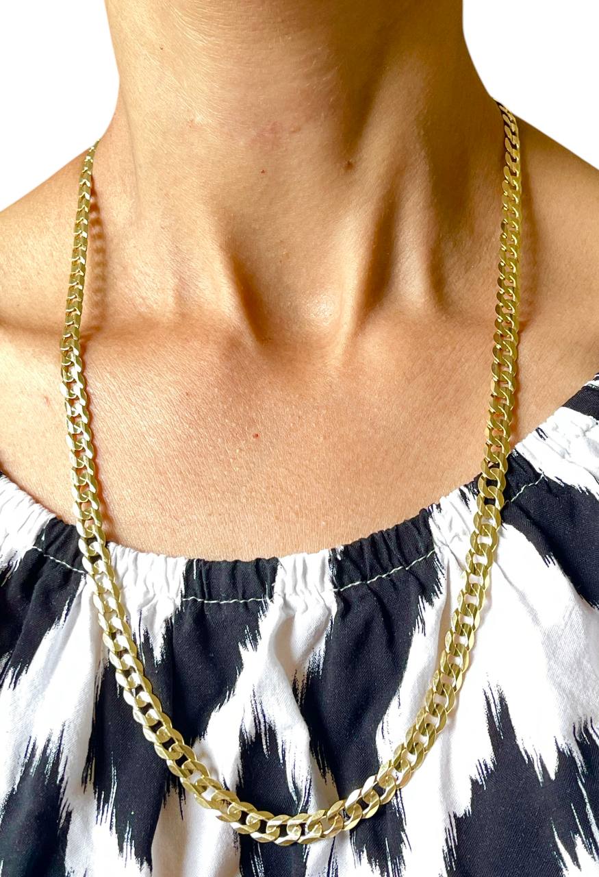 14K Solid Gold Cuban Link Chain – 26 Inch 7mm | Heavy Miami Cuban Necklace 46.6g
