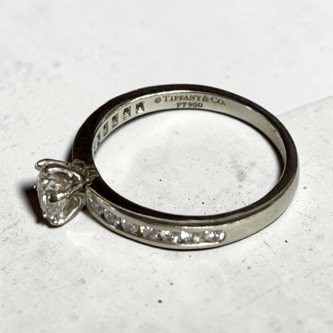 Tiffany Co Setting Platinum 0.76 tcw Round Diamond Channel Engagement Ring