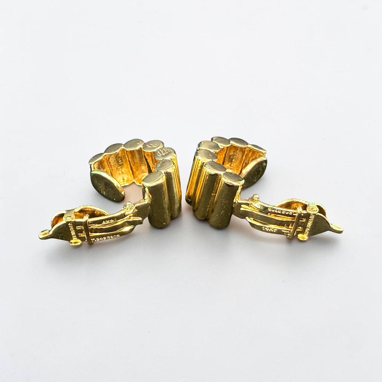 Authentic Tiffany & Co. 14K Gold Huggie Wide Clip On Earrings Pat. 2423905
