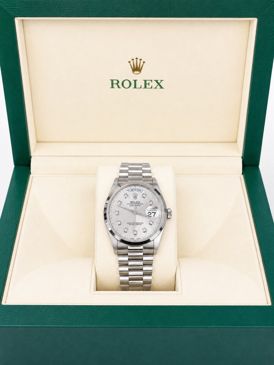 Rolex Day-Date 18206 Platinum 36mm Diamond Dial President Watch