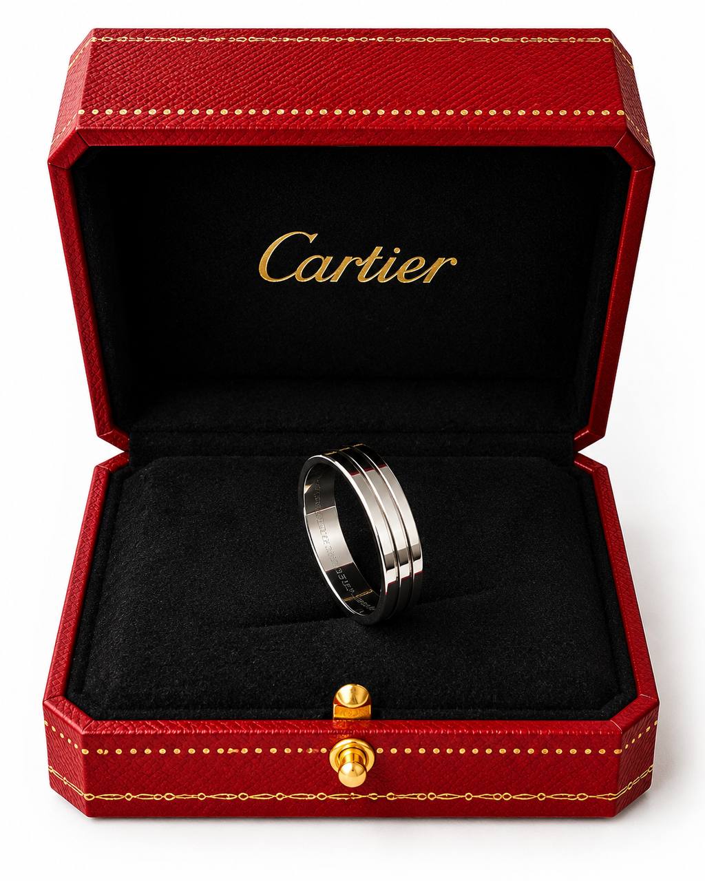 Authentic Cartier Vendôme Louis Trinity Wedding Band Ring 18K White Gold Size 61 (US 9.75)