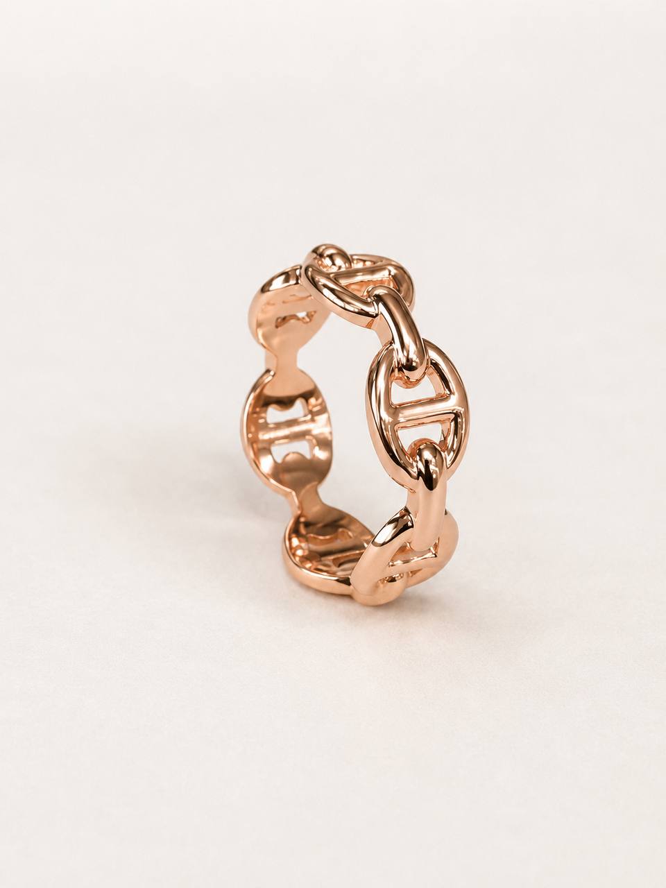 Hermes Chaine d’Ancre Enchainee Ring Small Model 18K Rose Gold Size 49 Authentic