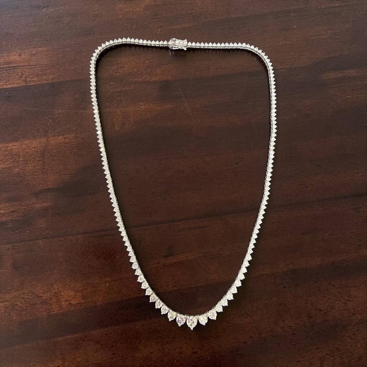 14K White Gold Graduated Round Diamond Tennis Necklace 6.50 CTW Natural Diamonds 16.25”