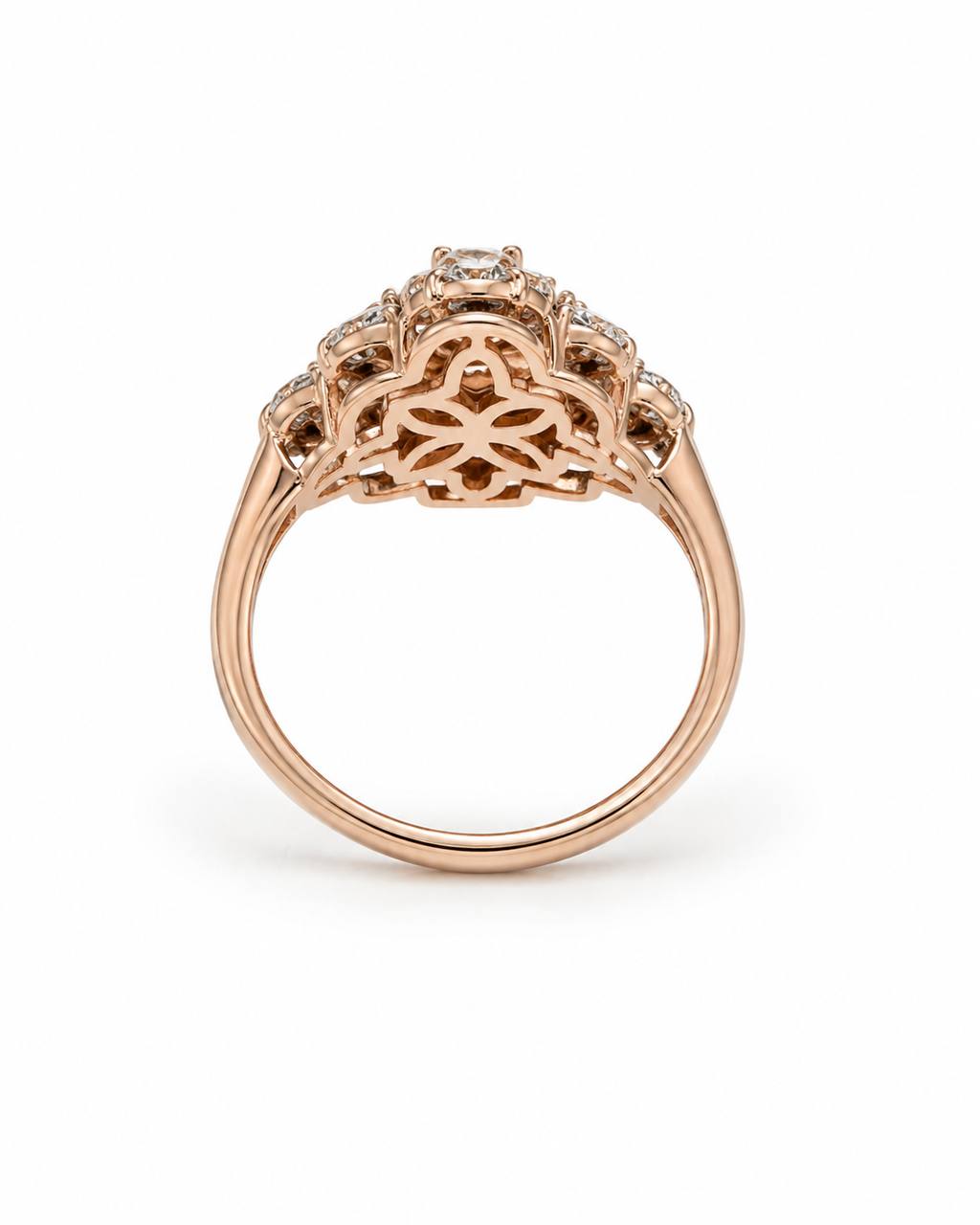 10K Rose Gold White & Champagne Diamond Cluster Ring – 0.70 CTW Natural Diamonds