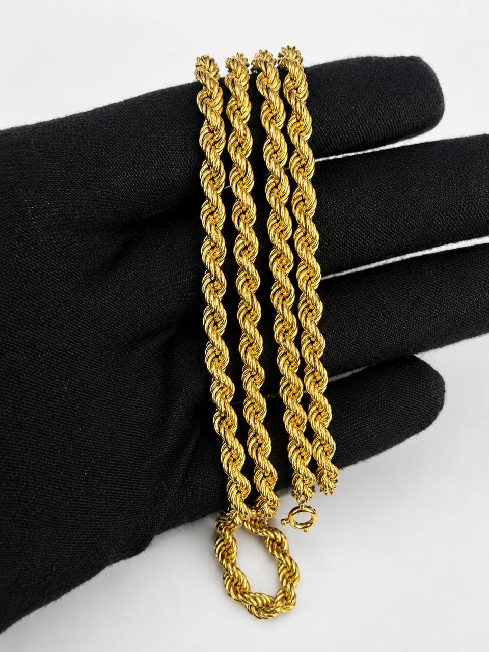 18K Yellow Gold Rope Chain Necklace 31.75 in 5mm Long Estate