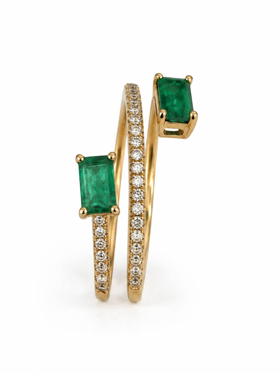 Bloomingdale’s Fine Collection 14K Gold Emerald & Diamond Coil Ring