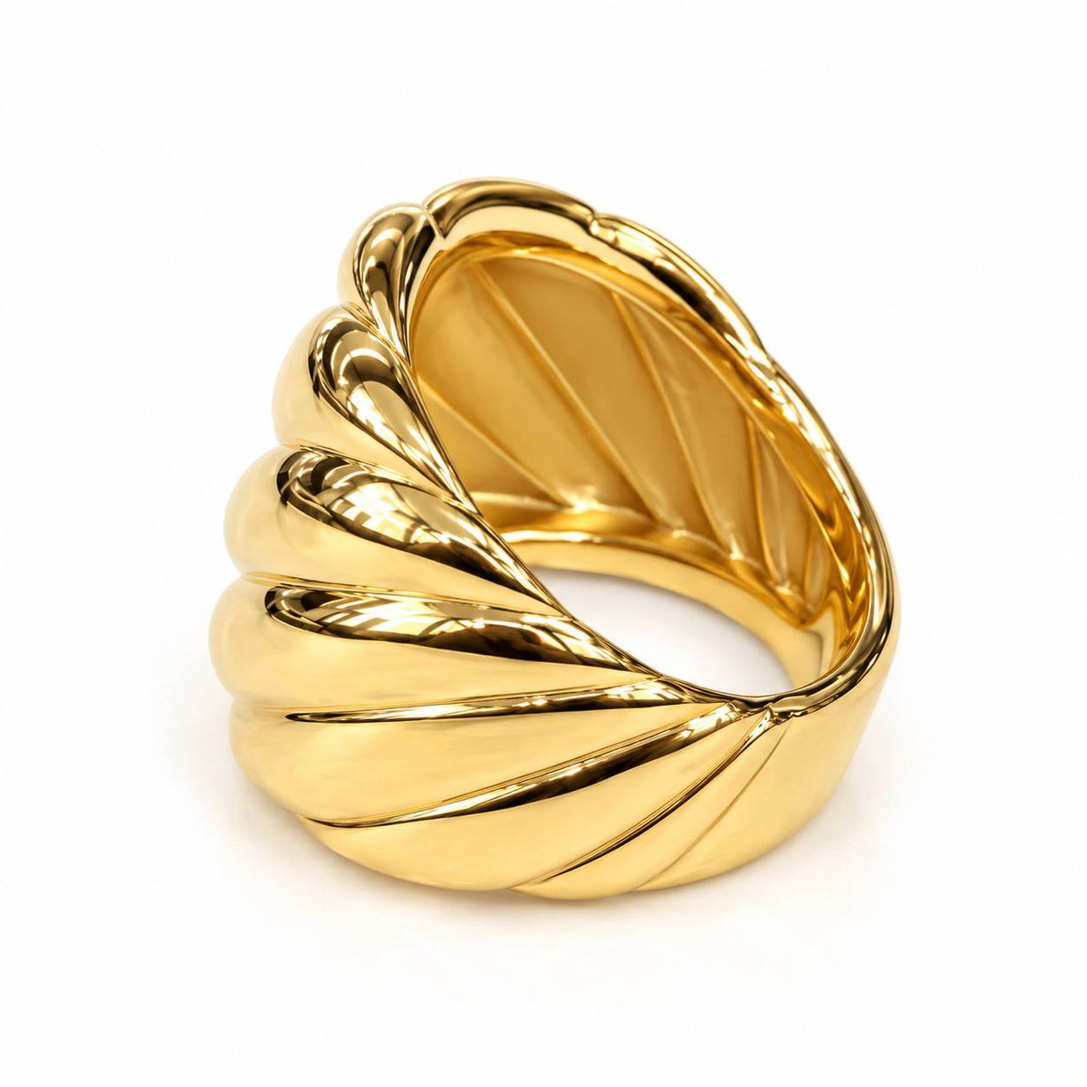 David Yurman Sculpted Cable Dome Ring – 18K Yellow Gold – Size 7