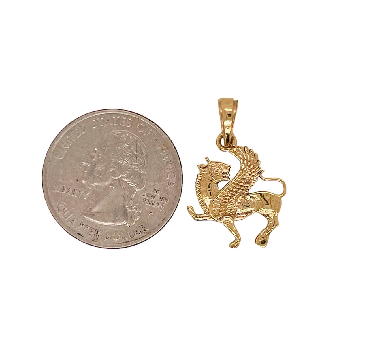 18k Solid Yellow Gold Shirdal Persian Griffin Dragon Persepolis Symbol Achaemenid Two Sided Pendant 2.8 gr