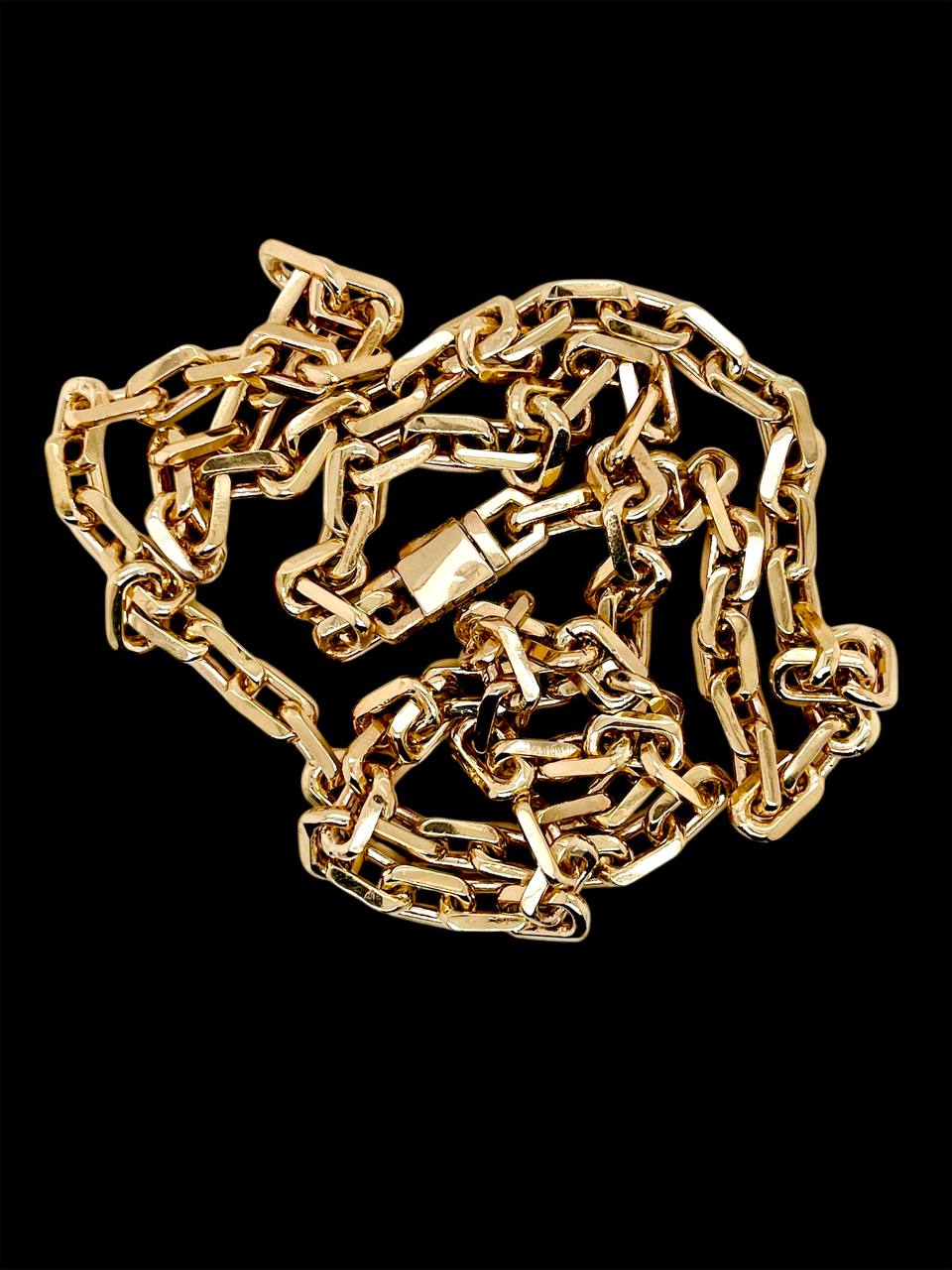 Mens 14k Solid Yellow Gold Square Link Chain Necklace 5.4 MM, 24 in 54.1 grams