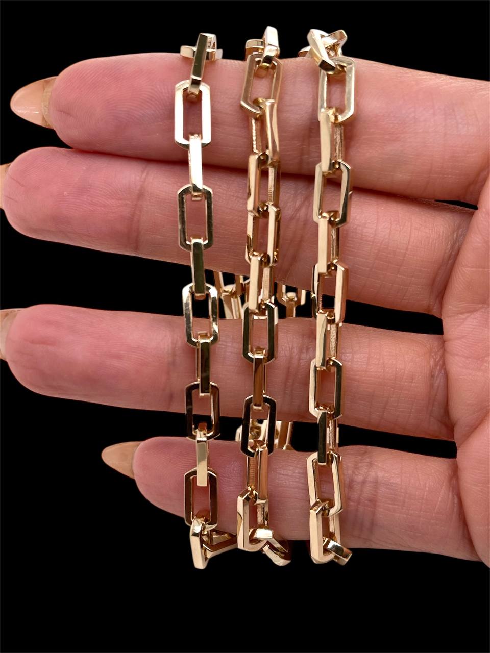 53.5 Grams Mens 14k Solid Yellow Gold Square Link Chain Necklace 5.6 MM, 24 in