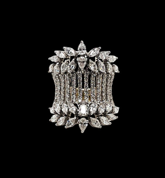 3 TCW Natural Diamond 18K Solid White Gold Women's Wide Cluster Ring 28 MM