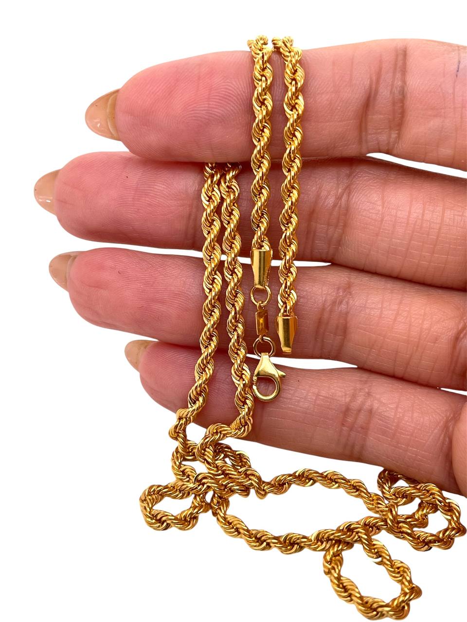 21k Solid Yellow Gold Mens Rope Chain Necklace 21.5 in 3.2 MM 27 Grams