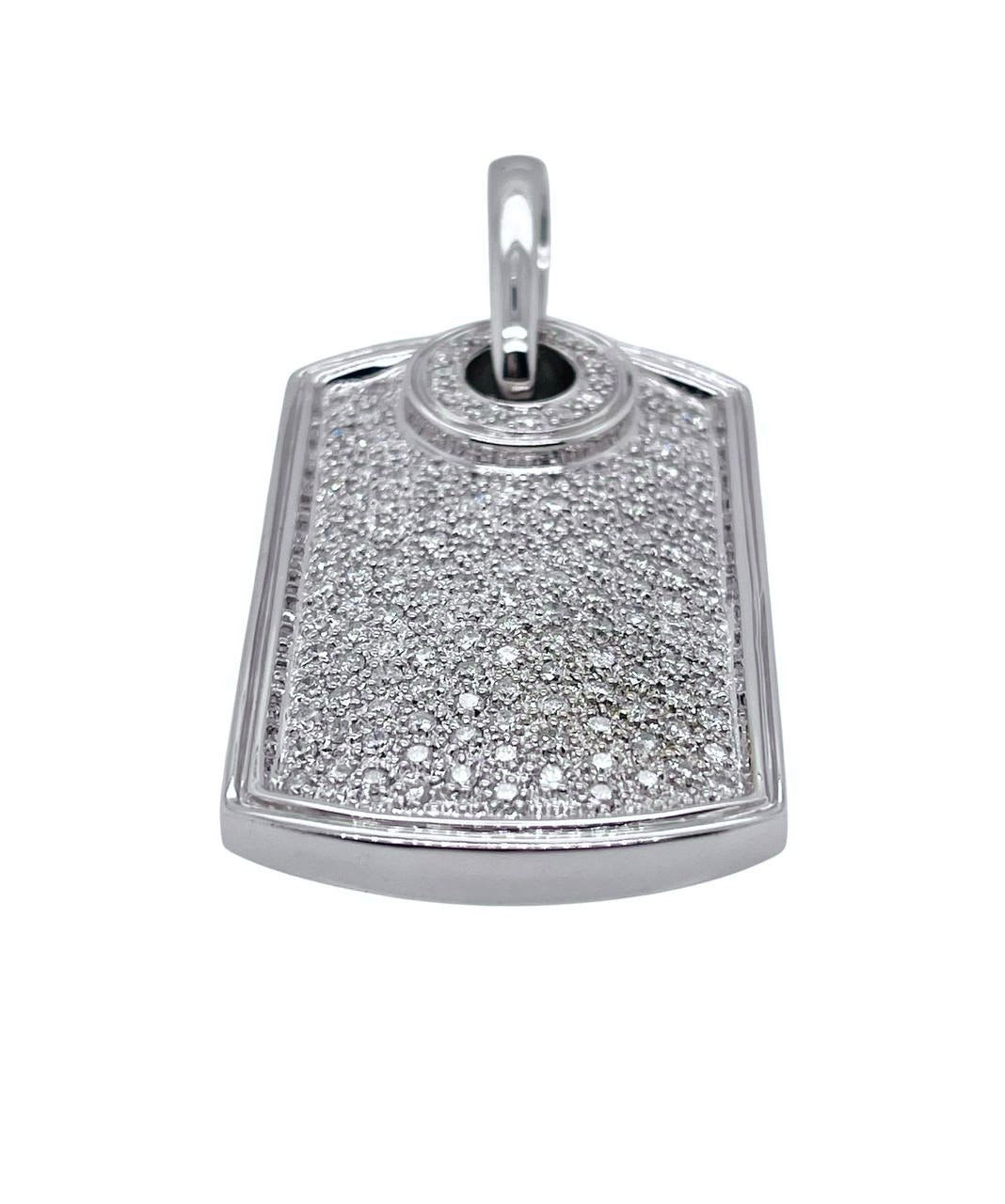 Mens 14K Solid White Gold 3 Ct Natural Diamond Dog Tag Charm Pendant 1.81 in