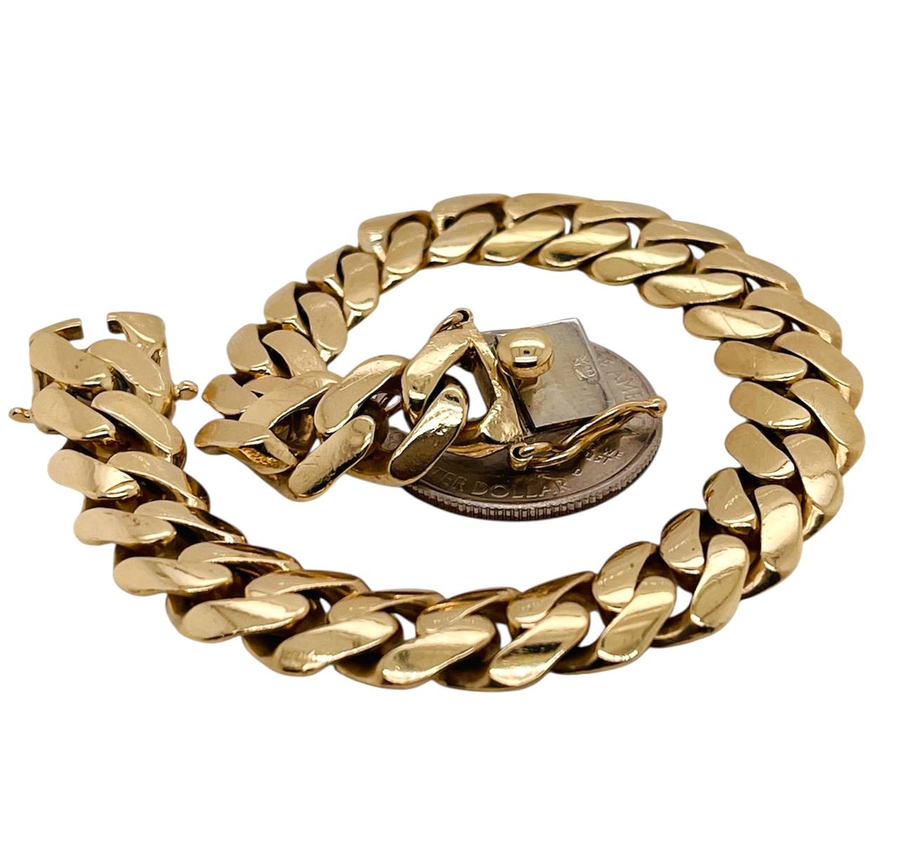 55.1 Gr 14k Solid Yellow Gold Mens Miami Cuban Link Bracelet 11.1 MM 8.25 in