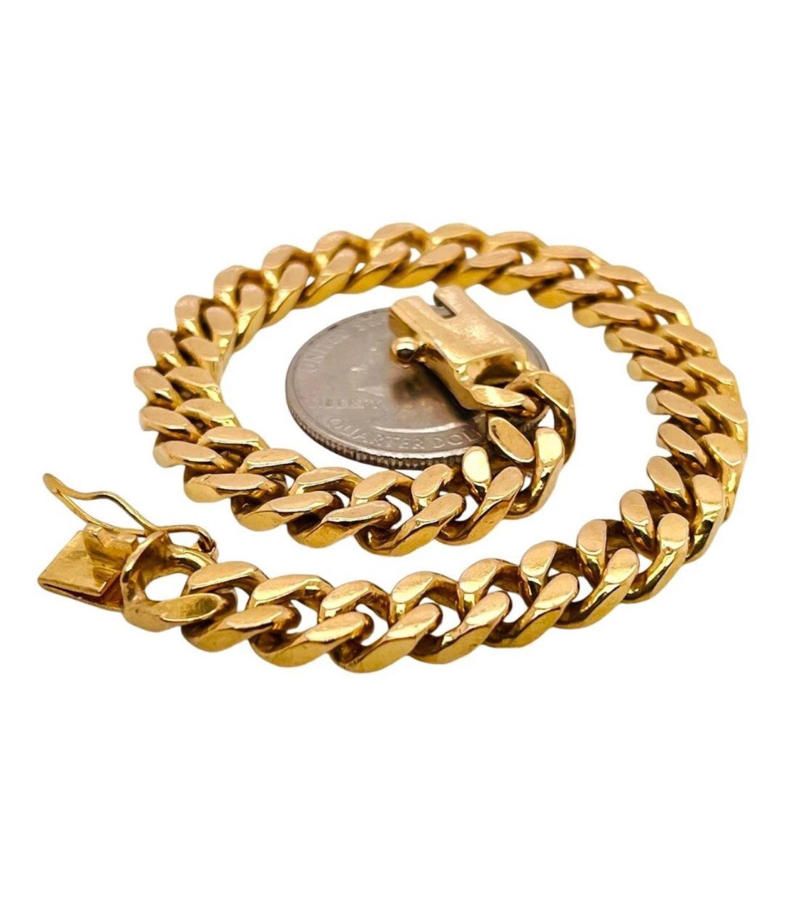 50.8 Gr 21k Solid Yellow Gold Diamond Mens Miami Cuban Link Bracelet 7.8MM 8.25"