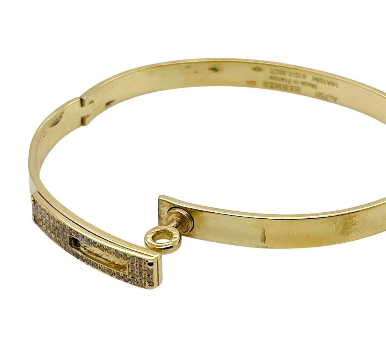 Hermès Kelly 18K Yellow Gold Pave Diamonds Bracelet