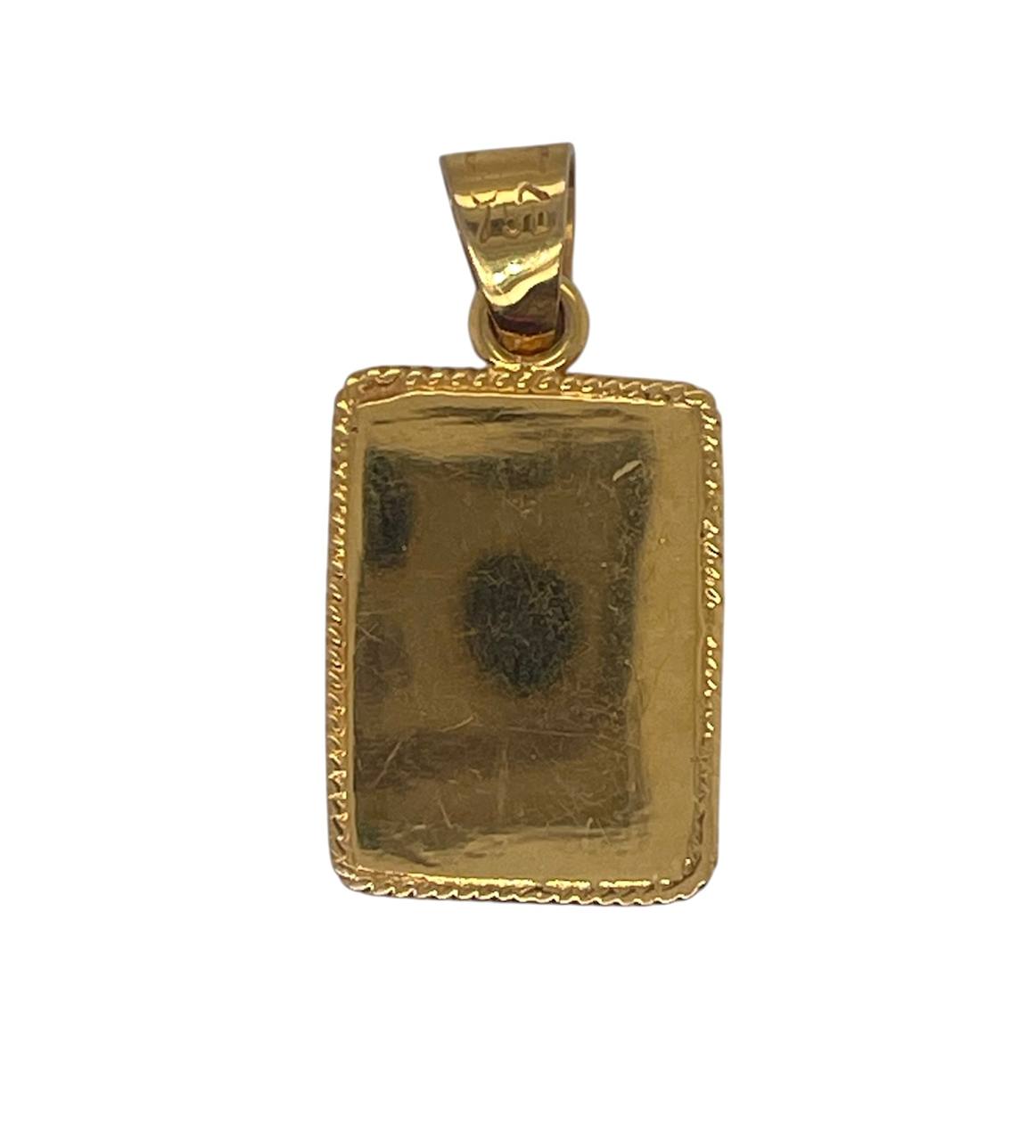 Vintage 18K Solid Yellow Gold Turquoise Pendant