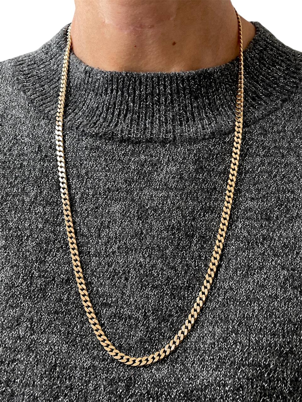 Mens 14k Solid Gold Square Miami Cuban Chain Necklace 4.7 MM, 25.5 in 39.1 Gr