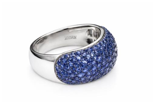 EFFY 14K White Gold Blue Sapphire Pavé Dome Band Ring 1.86 CTW
