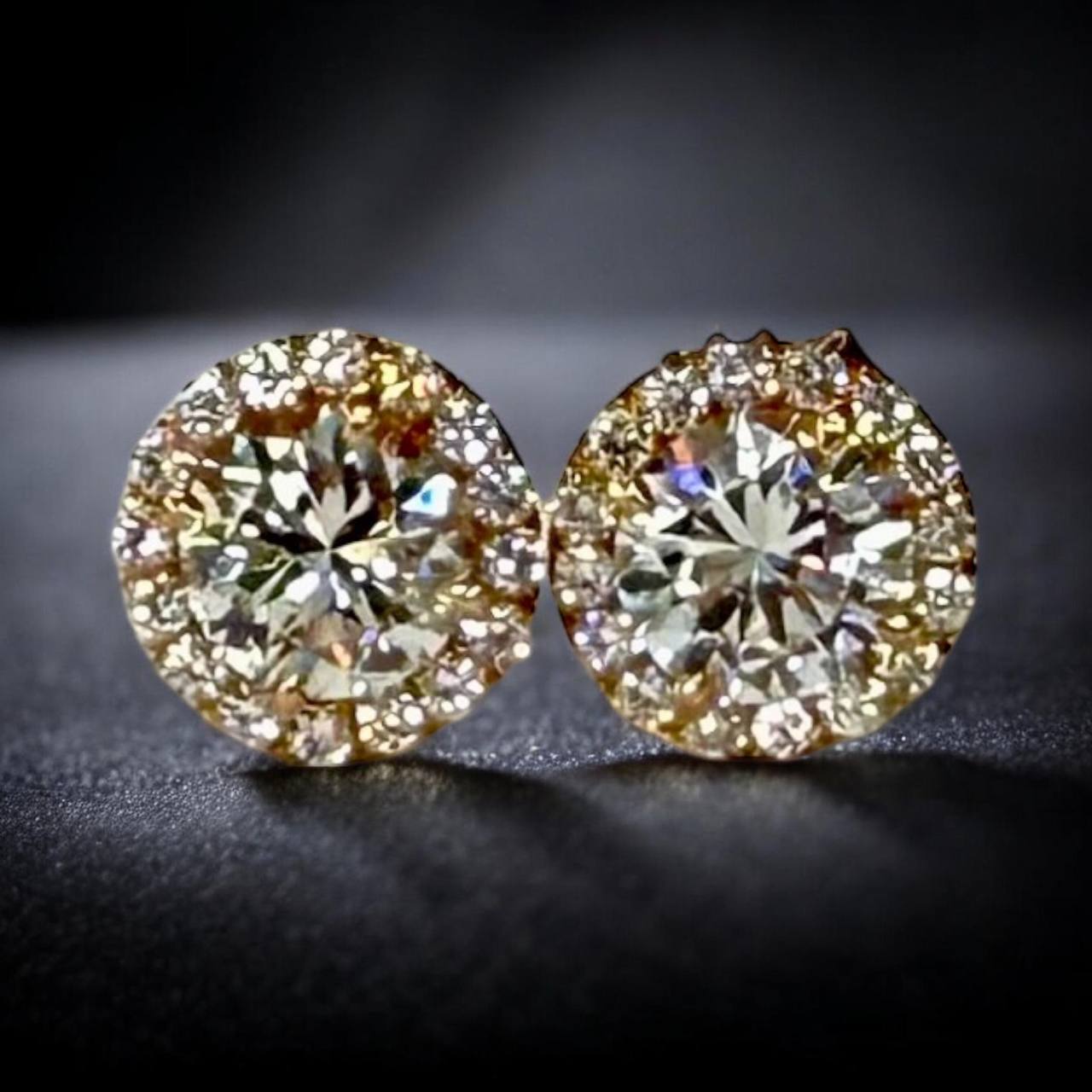 Natural Diamond Halo Stud Earrings 1.75 CTW 14K Rose Gold VS2 G-H Round Brilliant