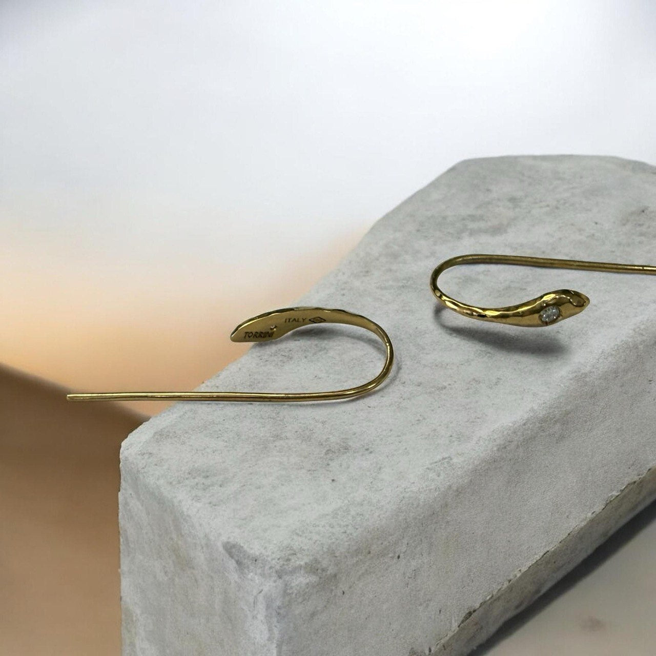 Torrini 14K Yellow Gold Hammered Diamond Drop Earrings – Made in Italy