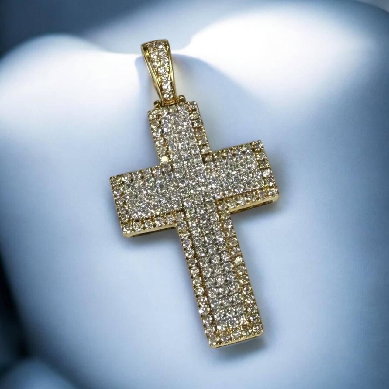 10K Gold Diamond Cross Pendant – 1.50 CT Natural Diamonds VS2 G-H