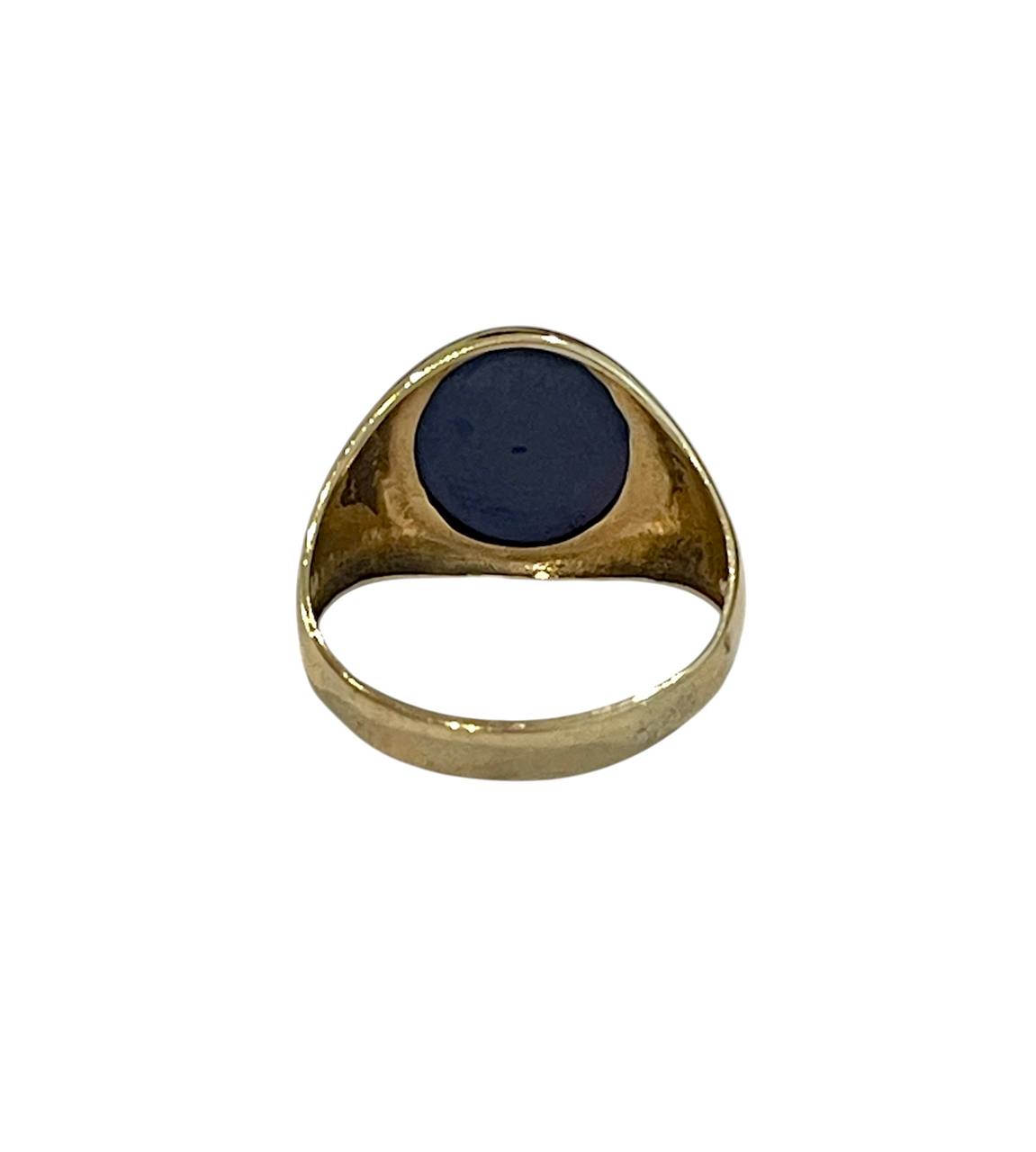 14K Gold Star Sapphire Ring – Blue Cabochon Signet Ring