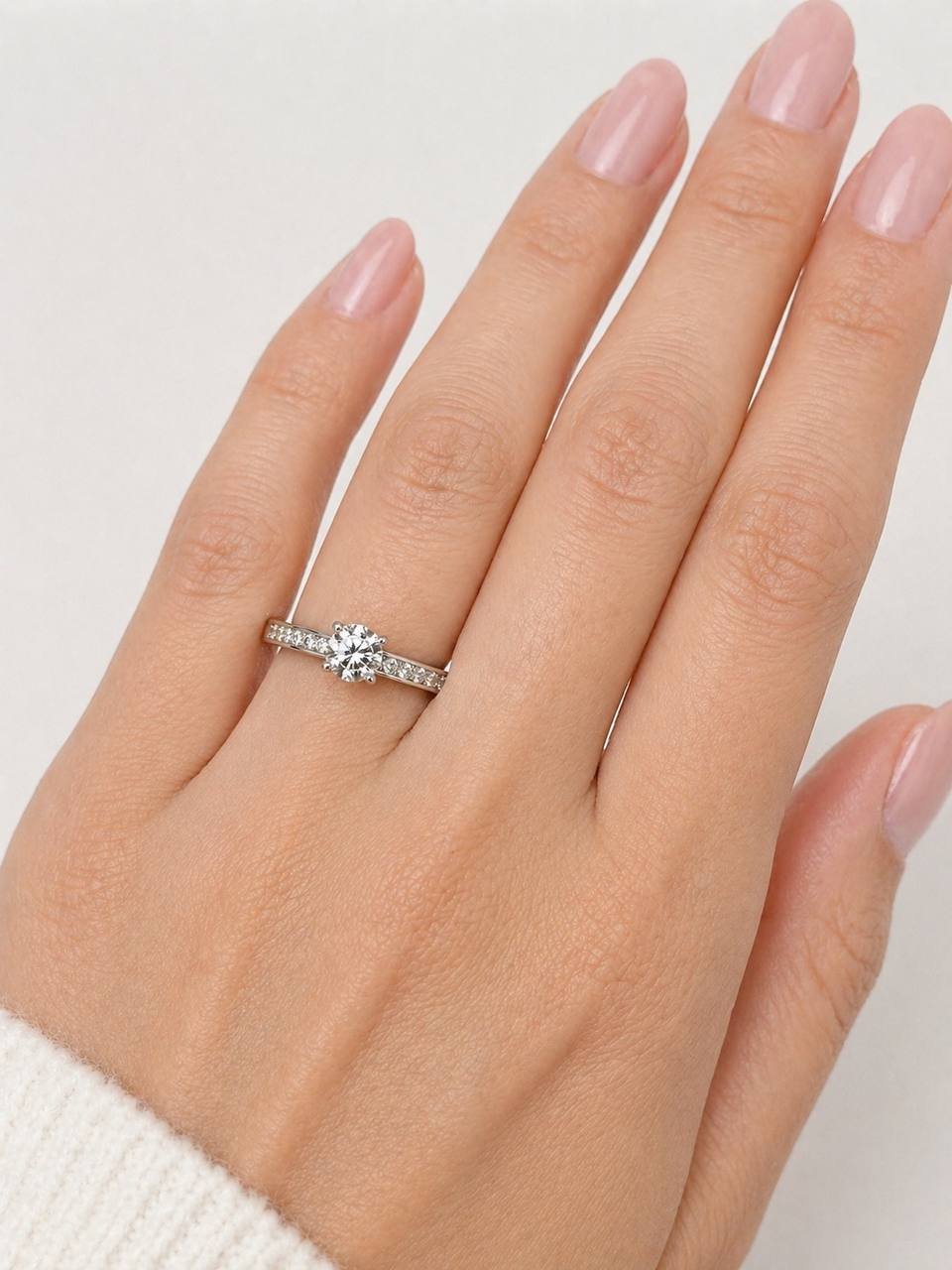 Tiffany Co Setting Platinum 0.76 tcw Round Diamond Channel Engagement Ring