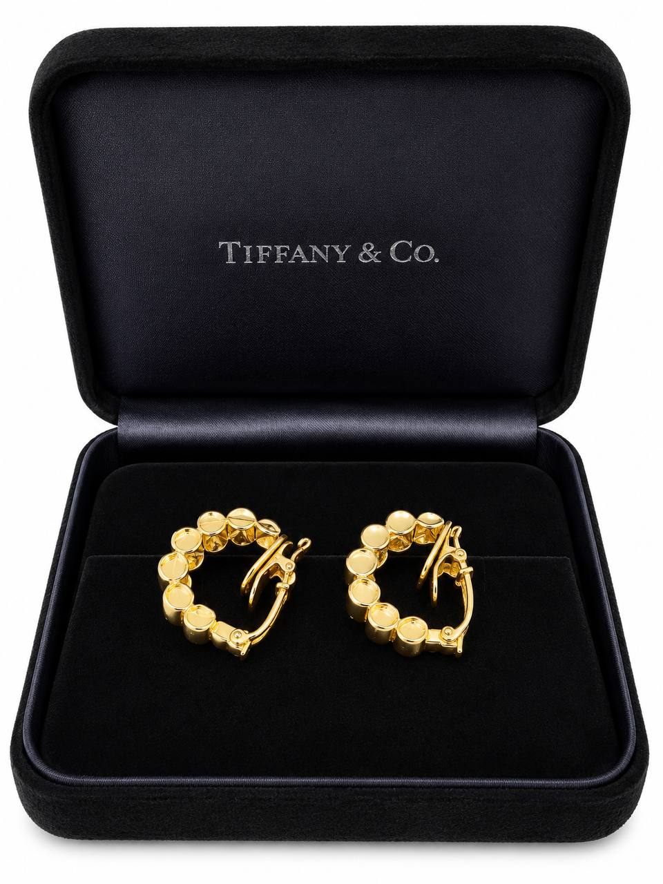 Authentic Tiffany & Co. 14K Gold Huggie Wide Clip On Earrings Pat. 2423905