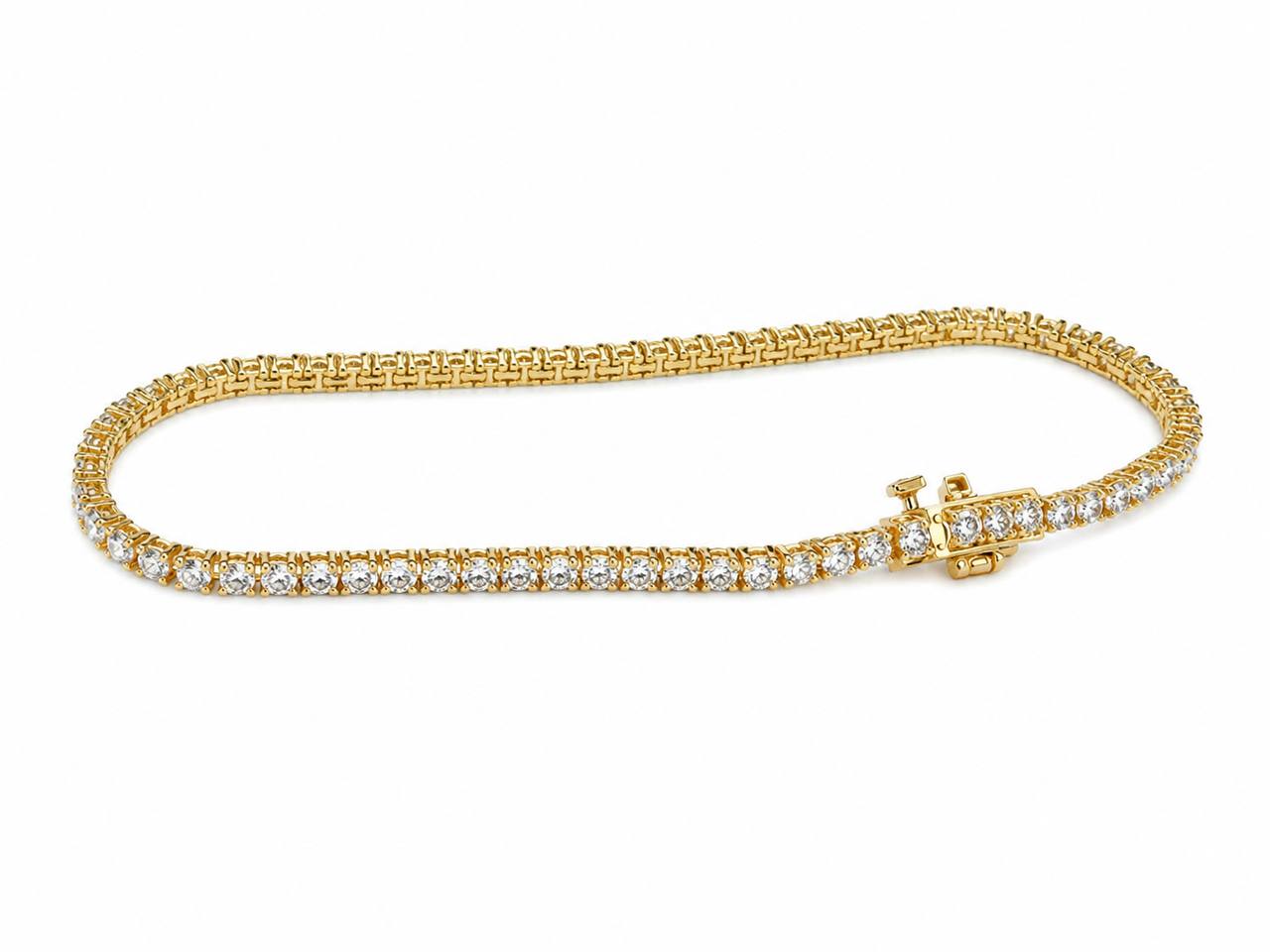 14K Yellow Gold Natural Diamond Tennis Bracelet 3.25 CTW VS2 G-H 7.5 in Unisex