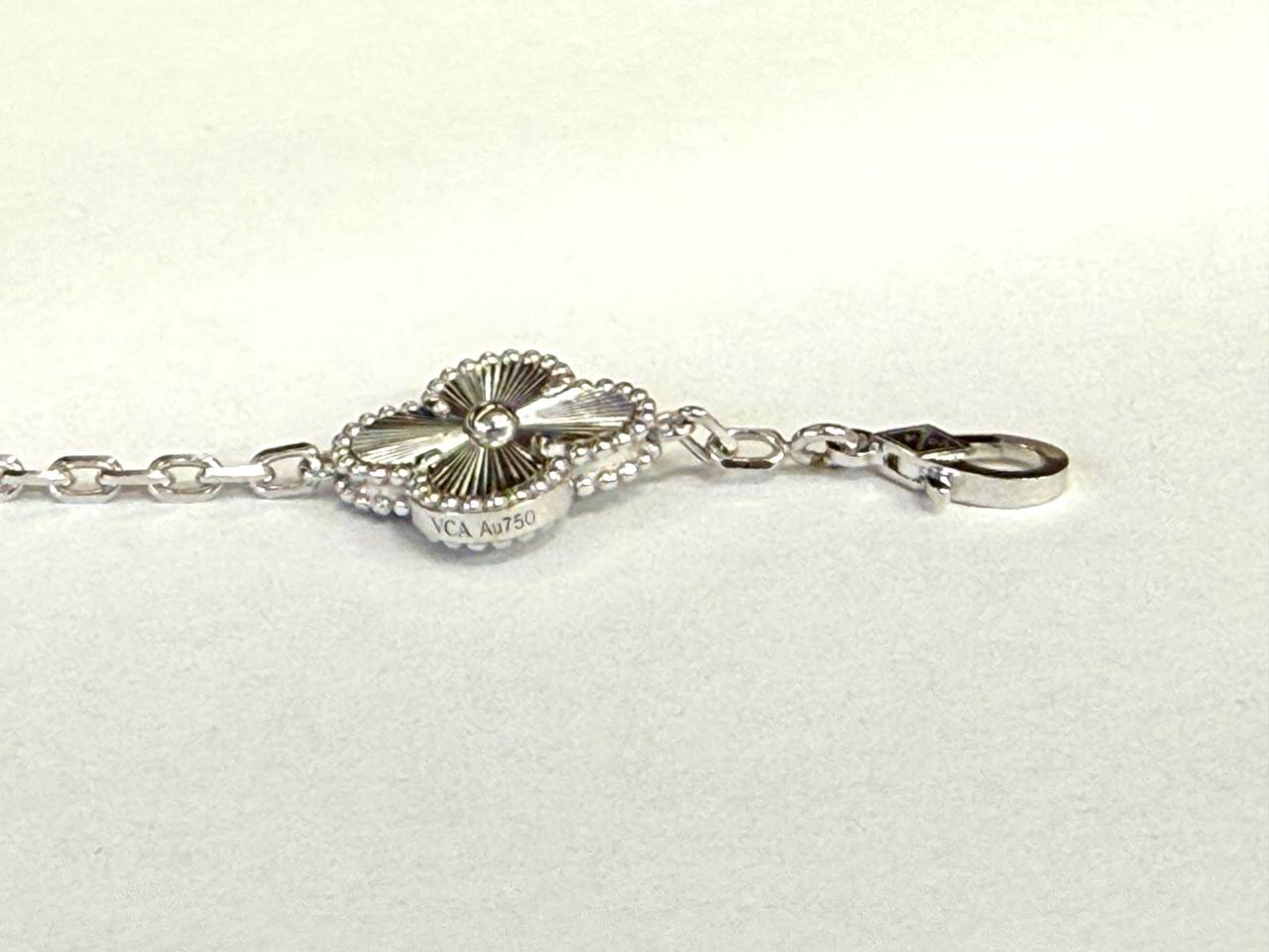 Authentic Van Cleef & Arpels Vintage Alhambra Bracelet 18K White Gold 5 Motif