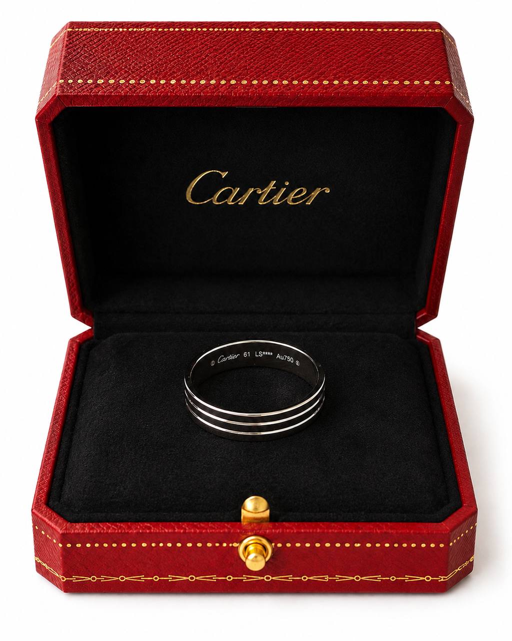 Authentic Cartier Vendôme Louis Trinity Wedding Band Ring 18K White Gold Size 61 (US 9.75)