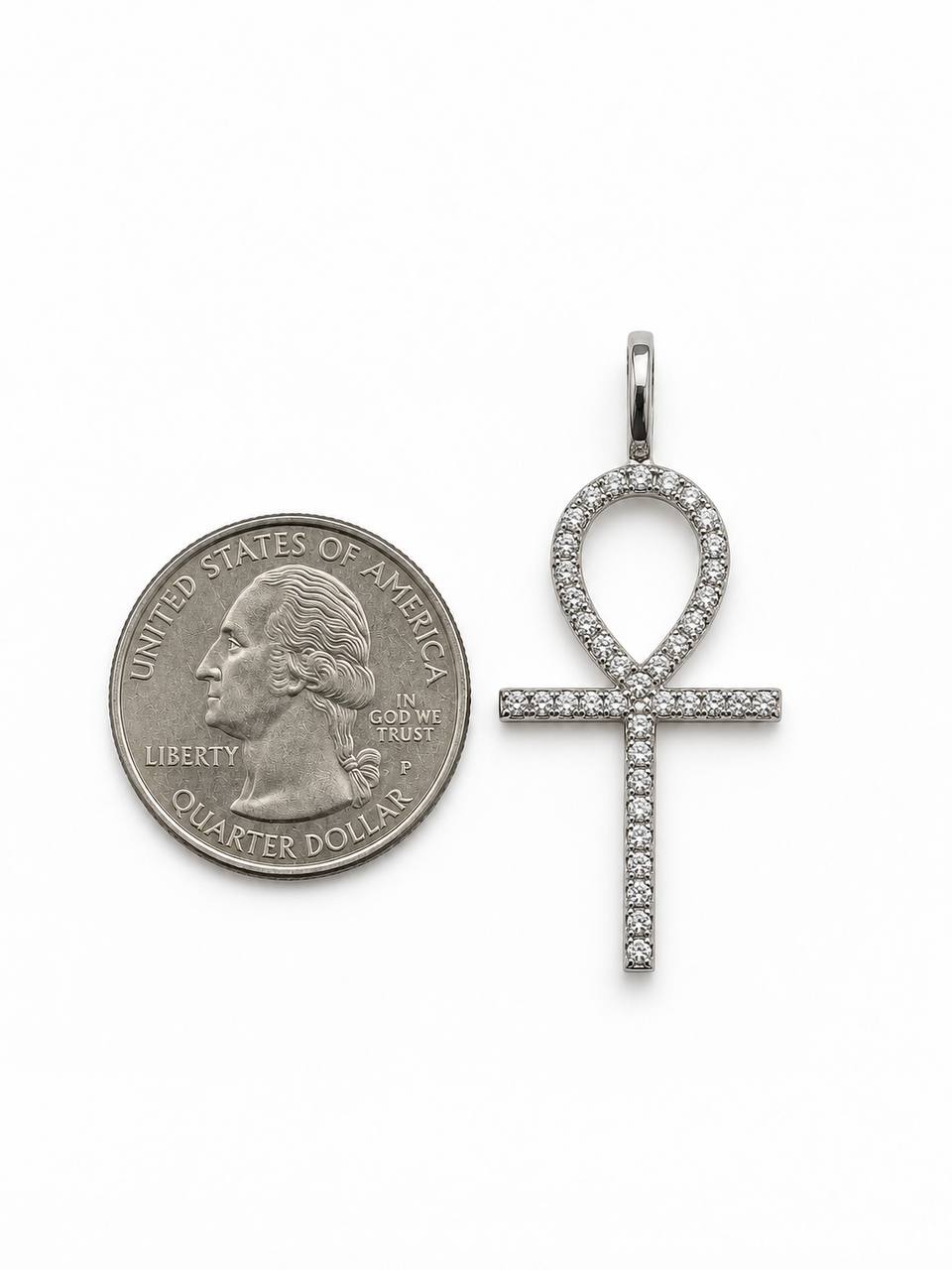 14K White Gold Natural Diamond Ankh Cross Pendant – 0.20 CTW (Copy)