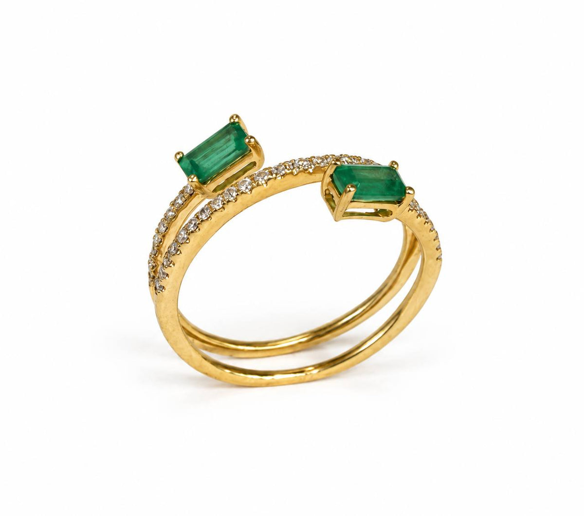 Bloomingdale’s Fine Collection 14K Gold Emerald & Diamond Coil Ring