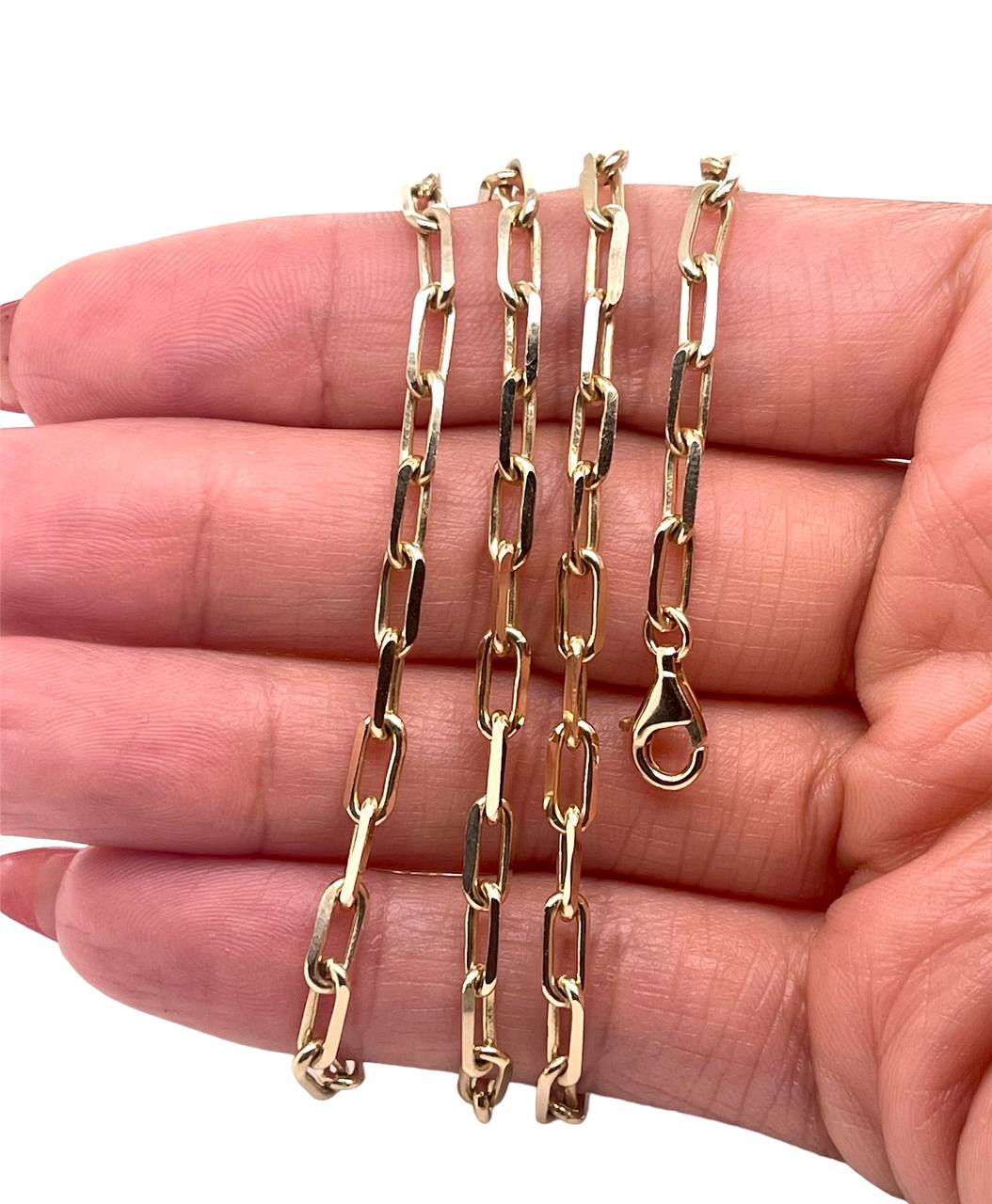 14k Solid Yellow Gold Square Link Chain Necklace 4 MM, 24 in 21.2 Grams