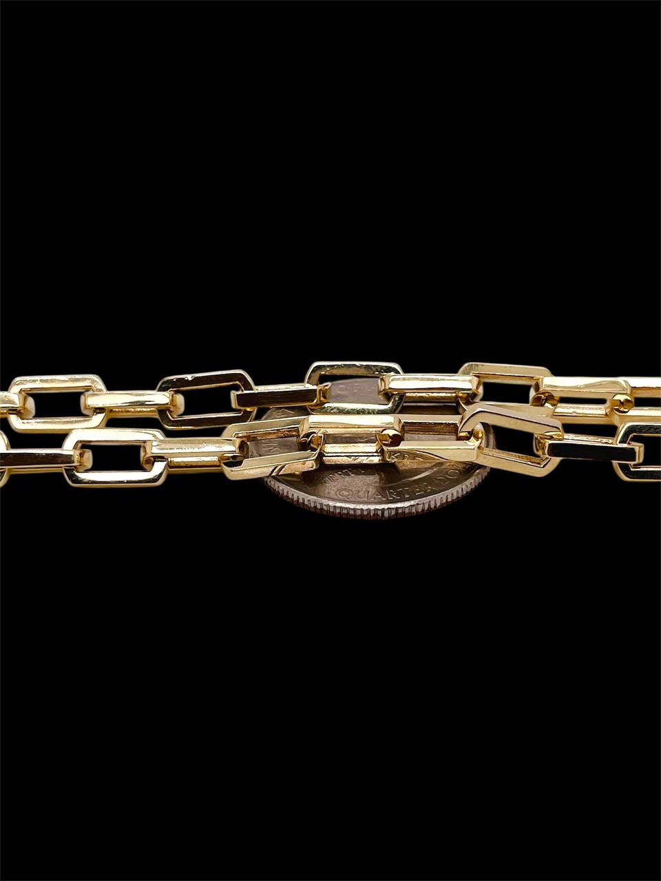 53.5 Grams Mens 14k Solid Yellow Gold Square Link Chain Necklace 5.6 MM, 24 in