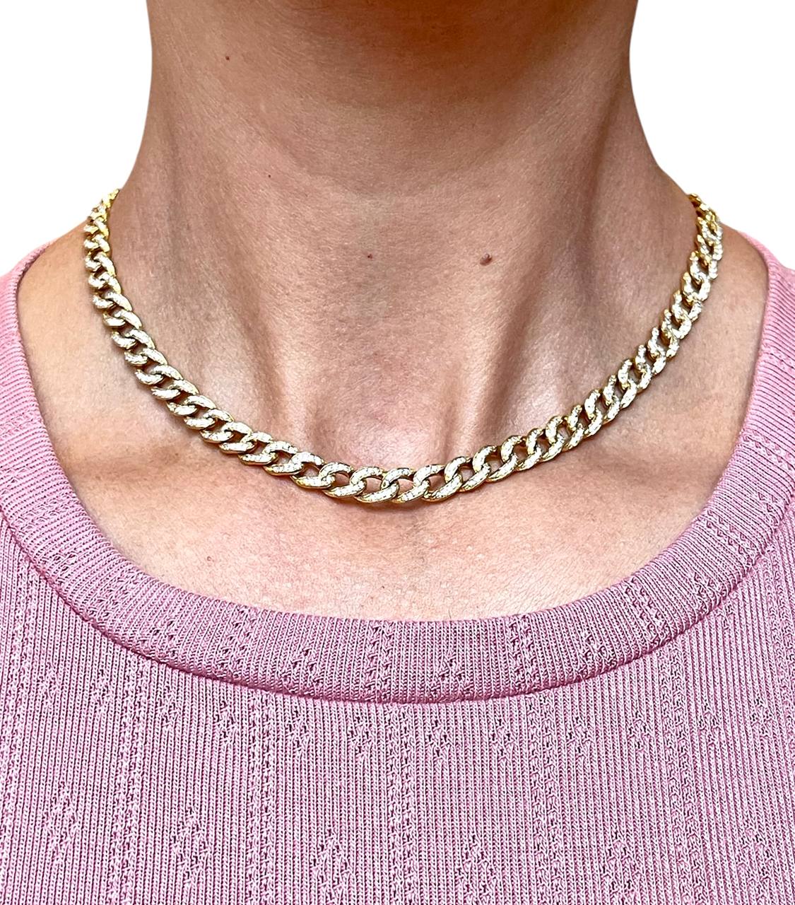 37. 3 Gr 10k Yellow Gold Natural Diamond Miami Cuban Choker Chain Necklace 17"