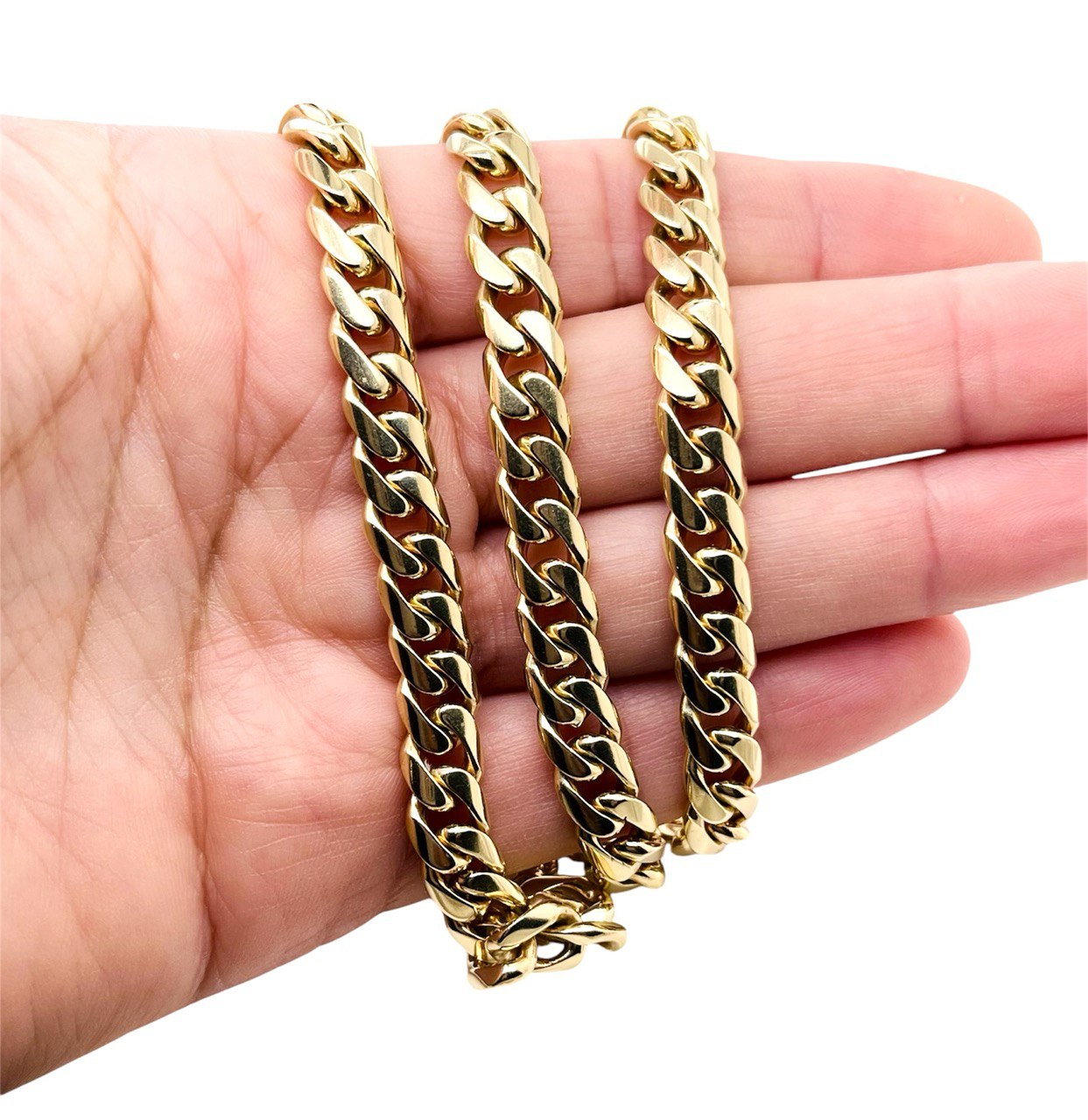 Mens 14k Solid Yellow Gold Miami Cuban Link Chain Necklace 8.7 MM 25 in 125.8 Gr