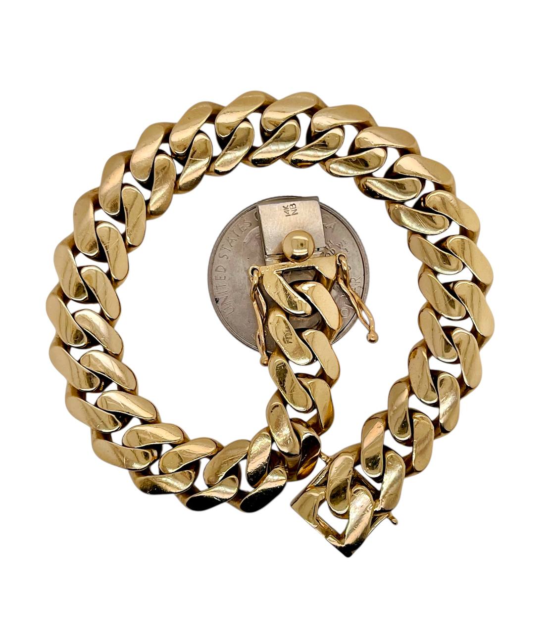 55.1 Gr 14k Solid Yellow Gold Mens Miami Cuban Link Bracelet 11.1 MM 8.25 in
