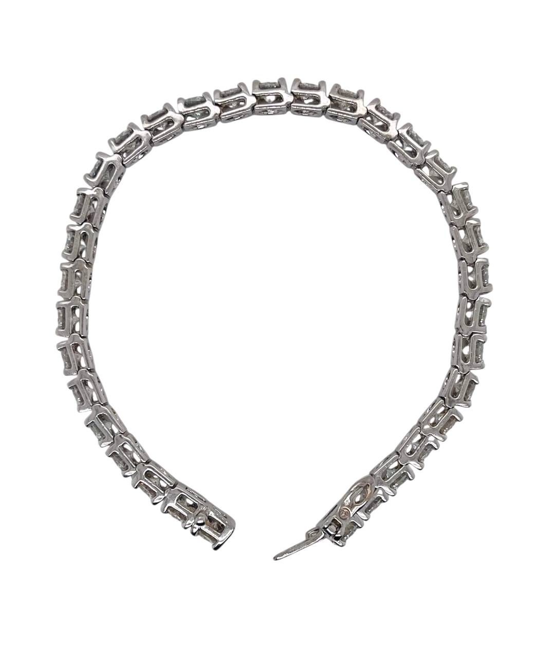 14K Solid White Gold Round Moissanite Tennis Bracelet., 7 inches 20.9 Grams