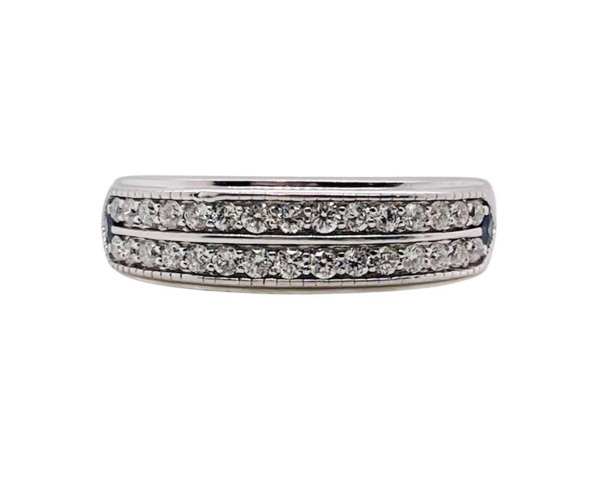 Vera Wang Men's 5/8 CT. T.W. Diamond Double Row Wedding Band in 14K White Gold