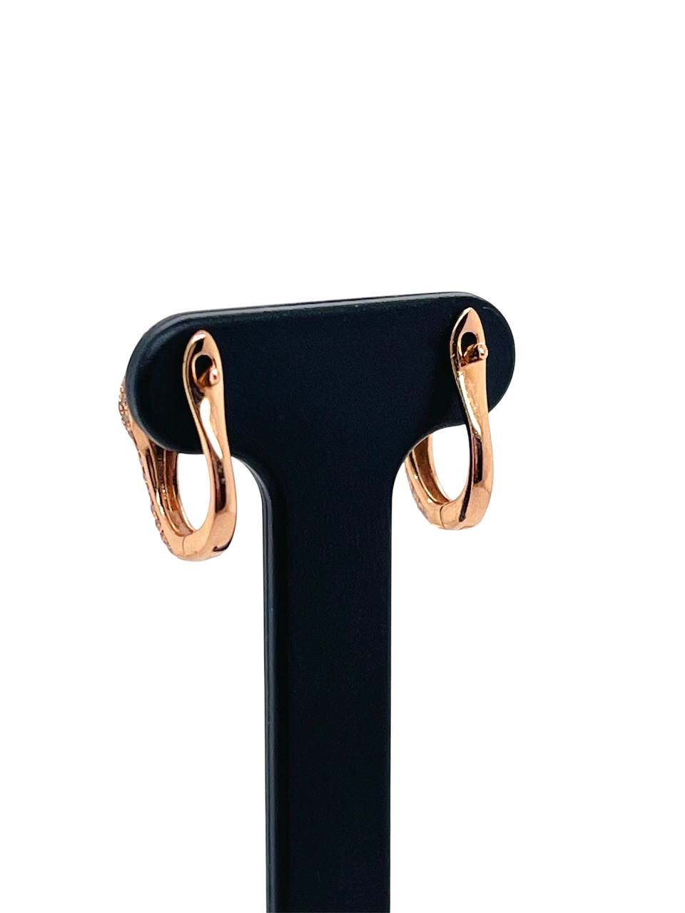 14k Rose Gold Natural Diamond And Emerald Snake Huggie Earrings
