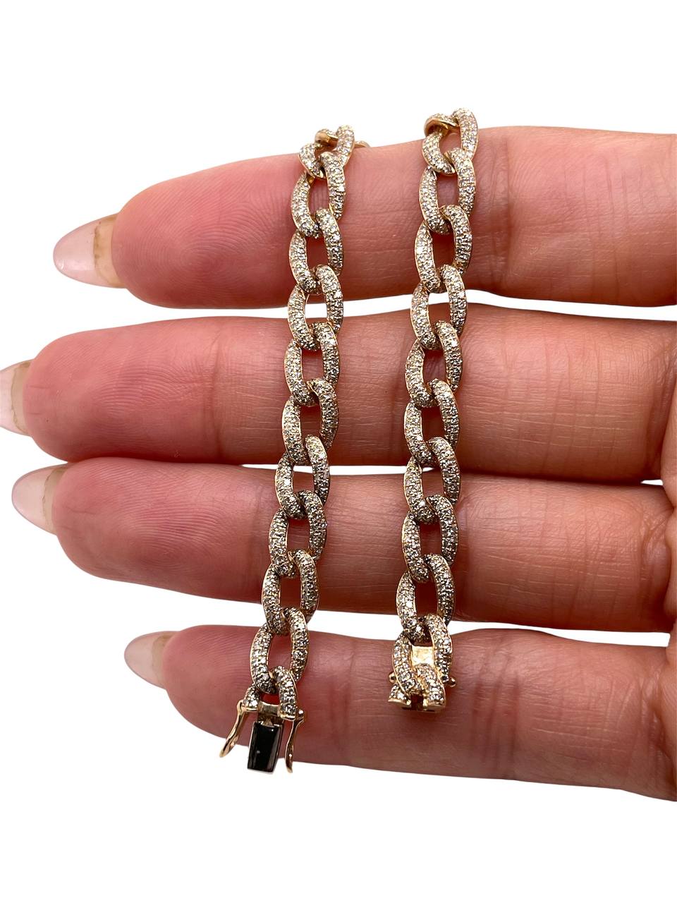14k Solid Gold Natural Diamond Cuban Link Bracelet 7 inches