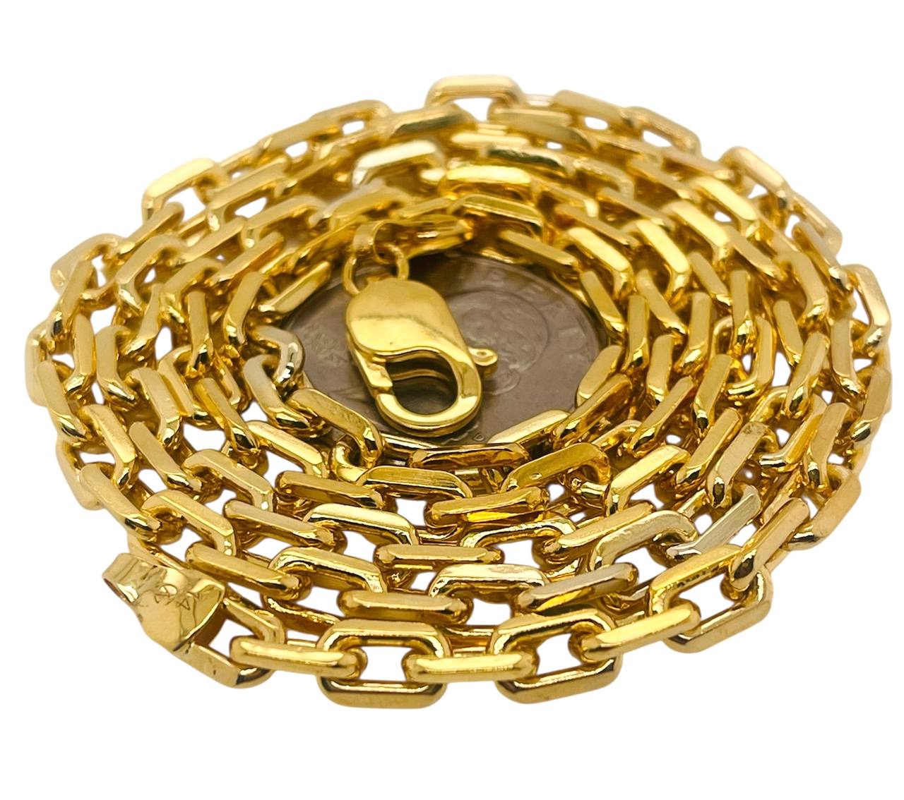 61 grams Mens 14k Solid Yellow Gold Square Link Chain Necklace 5.5 MM, 26.5 in