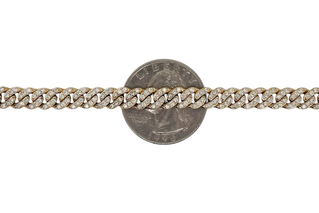 14k Solid Gold 3.25 tcw Natural Diamond Miami Cuban Link Bracelet 7.5 inches