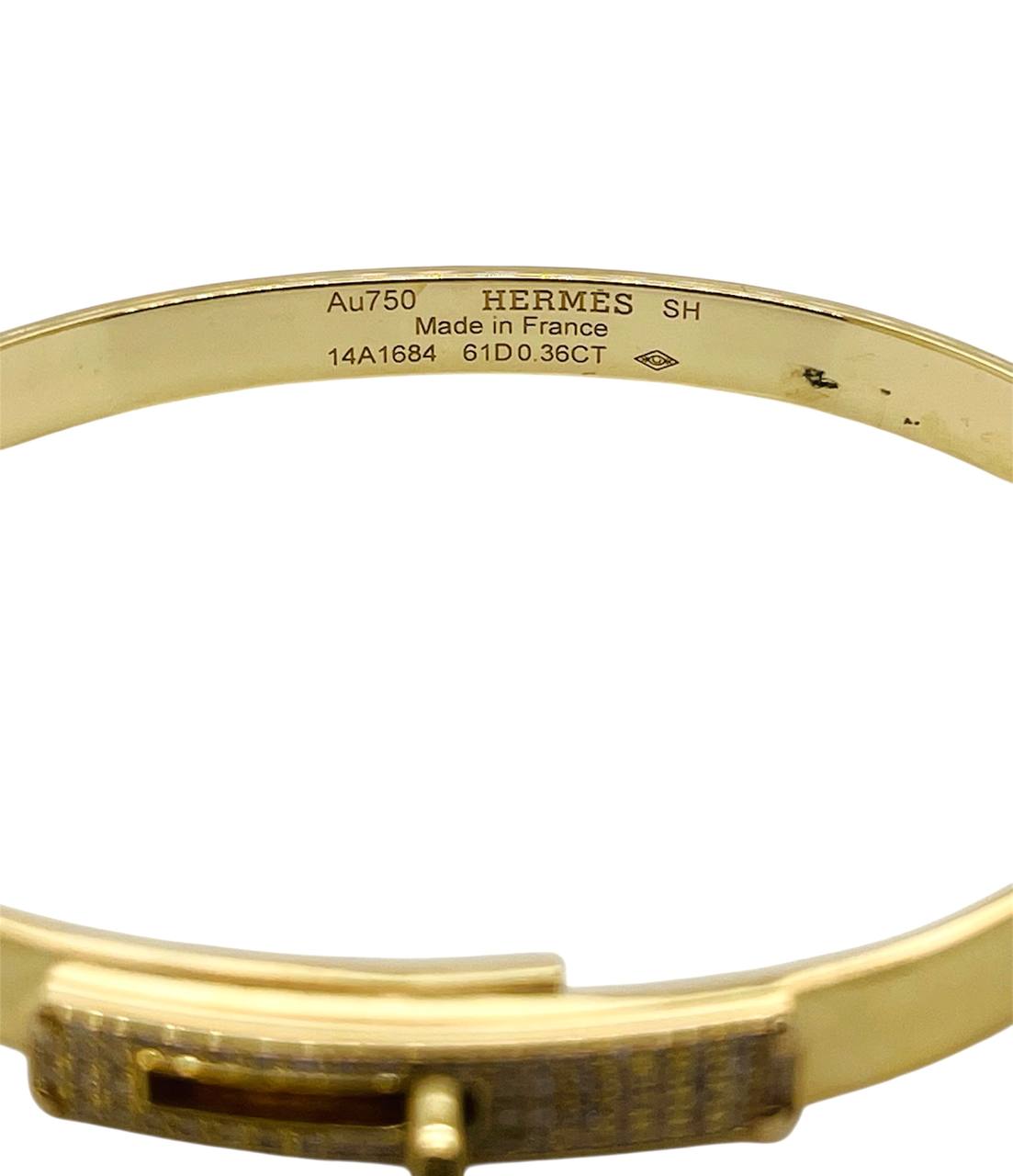 Hermès Kelly 18K Yellow Gold Pave Diamonds Bracelet