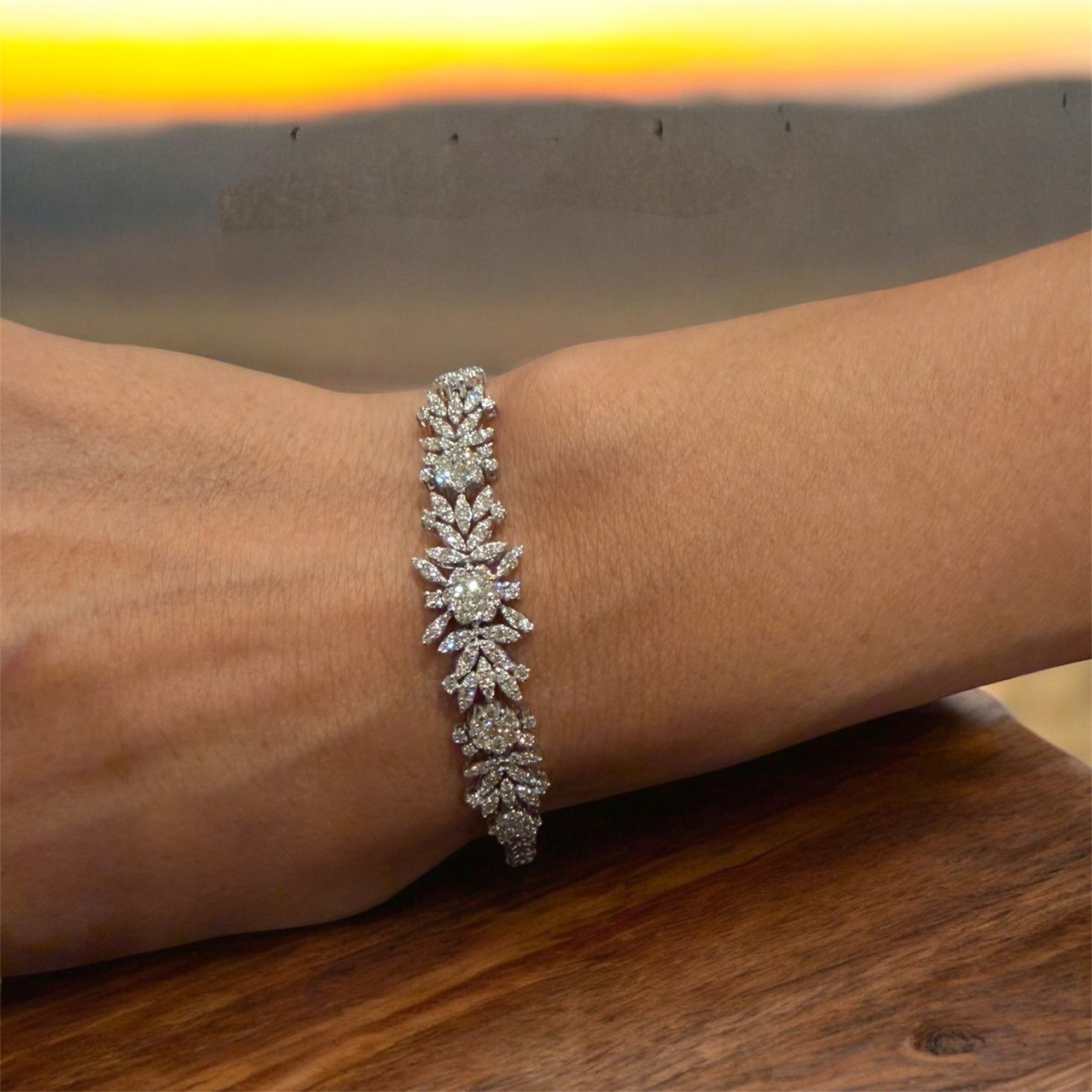 Luxury 18K White Gold Natural Diamond Bridal Jewelry Set Statement Piece