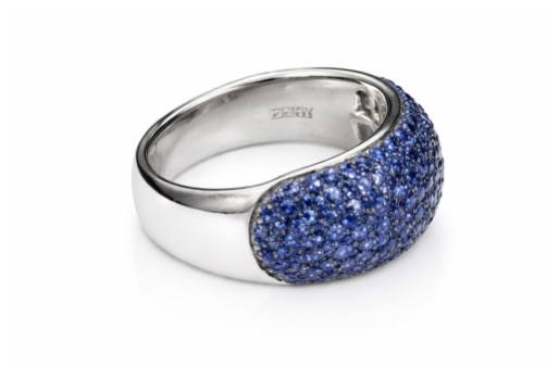 EFFY 14K White Gold Blue Sapphire Pavé Dome Band Ring 1.86 CTW