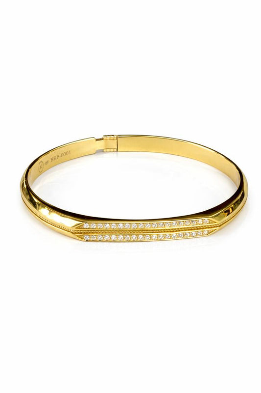 18K Yellow Gold Diamond Bangle Bracelet 0.60 CTW Natural Diamonds | VS1-VS2 | E-F Color