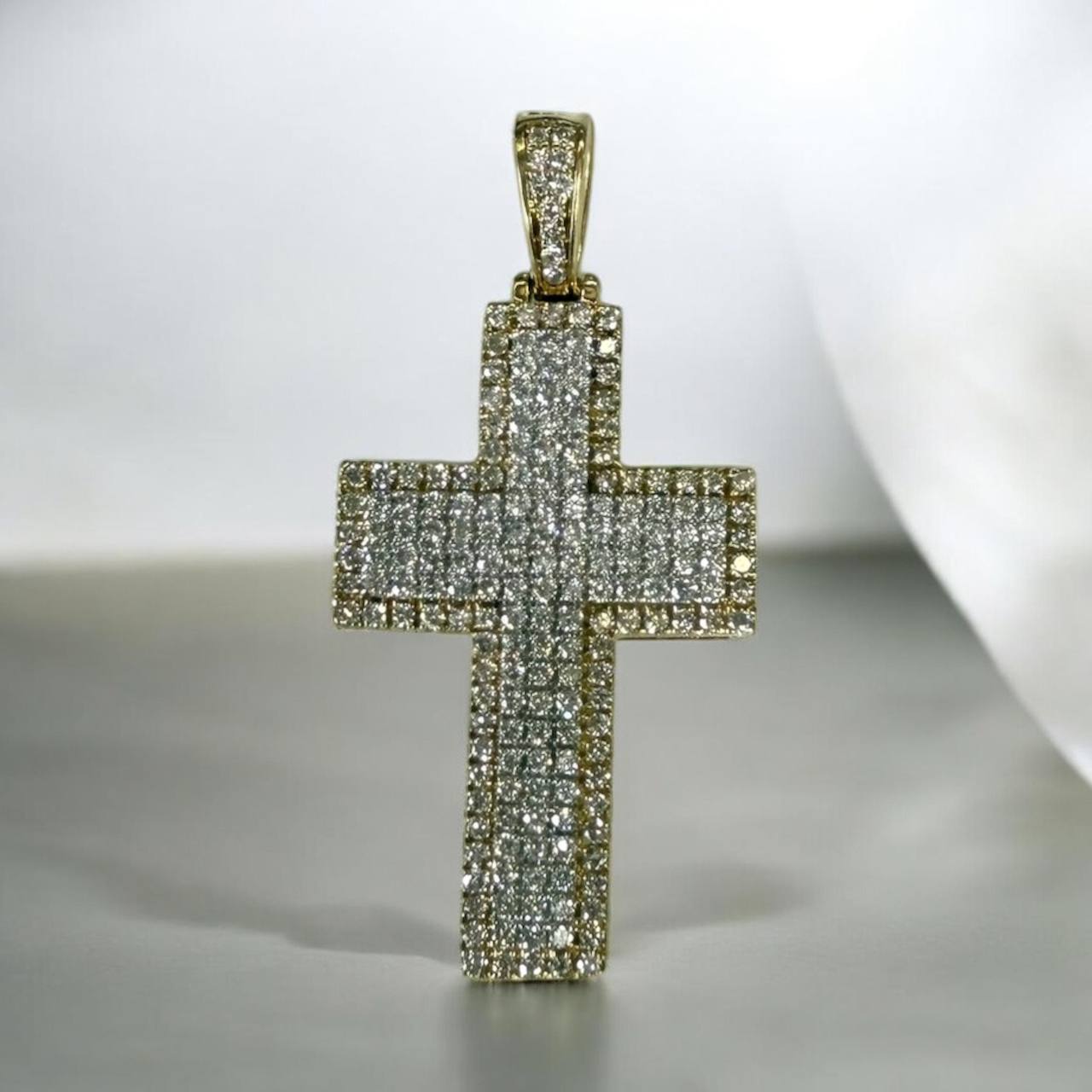 10K Gold Diamond Cross Pendant – 1.50 CT Natural Diamonds VS2 G-H